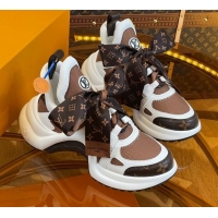 Sumptuous Louis Vuitton LV Archlight Sneakers with Ribbon Laces Brown/White 819061