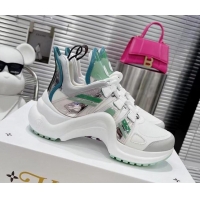 Shop Duplicate Louis Vuitton LV Archlight Leather & Fabric Sneakers 81911 White/Green/Silver 0819071