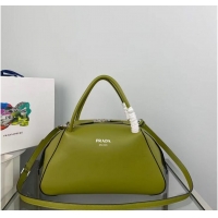 Top Grade Prada leather tote bag 1BD665 green