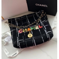 Classic Specials Chanel 22 Tweed Small Shopping Bag AS3260 Black/Gold 2022