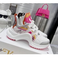 Pretty Style Louis Vuitton LV Archlight Leather & Fabric Sneakers 81911 White/Rosy/Orange