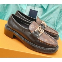 Shop Cheap Louis Vuitton Academy Loafer in Black Leather and Monogram Canvas 082628