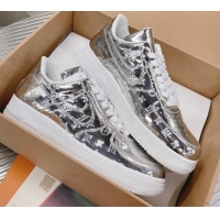 Low Price Louis Vuitton and Nike "Air Force 1" Low Sneakers in Silver Metallic Leather 082636