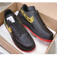 Good Looking Louis Vuitton and Nike "Air Force 1" Low Leather Sneakers Black/Gold 082638