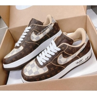 Good Quality Louis Vuitton and Nike "Air Force 1" Low Sneakers in Damier Ebene Canvas/Monogram 082641