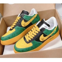 Best Price Louis Vuitton and Nike "Air Force 1" Low Leather Sneakers Yellow/Green 082642