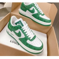 Cheap Price Louis Vuitton and Nike "Air Force 1" Low Leather Sneakers White/Green 082645