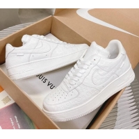 Purchase Louis Vuitton and Nike "Air Force 1" Low Sneakers in White Monogram Leather 082647