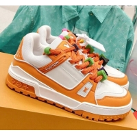 Classic Hot Louis Vuitton LV Trainer Sneakers with Charm Orange 090963