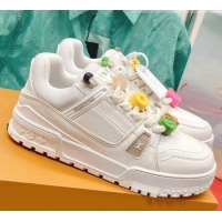 Stylish Louis Vuitton LV Trainer Sneakers with Charm White 090964