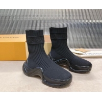 Perfect Louis Vuitton Knit Ankle Boots All Black 090966