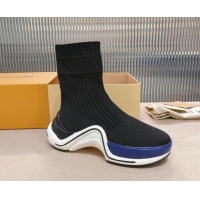 Duplicate Louis Vuitton Knit Ankle Boots Black/Blue 090966