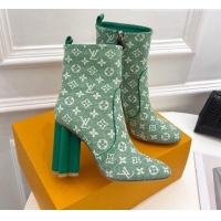 Stylish Louis Vuitton Silhouette Ankle Boots 10cm in Green Monogram Denim 092199