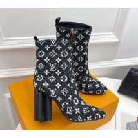 Discount Louis Vuitton Silhouette Ankle Boots 10cm in Black Monogram Denim 921100