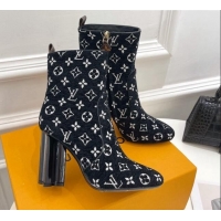 Best Price Louis Vuitton Silhouette Ankle Boots 10cm in Black Monogram Velvet 921101