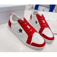 Famous Dior Calfskin Star Sneakers White/Red 2052642