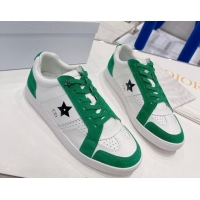 Hot Style Dior Calfskin Star Sneakers White/Green 2052643