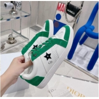 Hot Style Dior Calfskin Star Sneakers White/Green 2052643