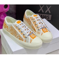 Original Cheap Dior Walk'n'Dior Sneakers in Bright Orange Toile de Jouy Embroidered Cotton 062141