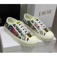 Good Quality Dior Walk'n'Dior Sneakers in White Multicolor D-Constellation Embroidered Cotton 2062144