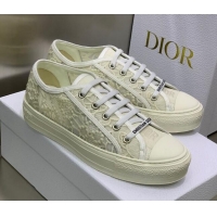 Classic Hot Dior Walk'n'Dior Sneakers in White Macrame Embroidered Cotton 2062145