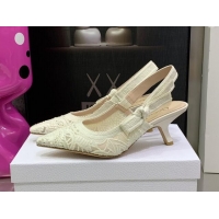 Good Looking Dior J'Adior Slingback Pumps 6.5cm in White Macrame Embroidered Cotton 2062151