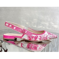 Purchase Dior J'Adior Slingback Ballerinas Flat in Bright Pink Toile de Jouy Embroidered Cotton 070208