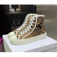 Best Grade Dior Walk'n'Dior Canvas High-top Sneakers with Union Print Beige 070467