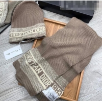 Trendy Design Dior Knit Hat and Scarf Set 092370 Khaki 2022