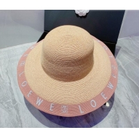 Promotional Loewe Straw Wide Brim Hat 033118 Beige/Pink 2022