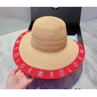 Shop Grade Loewe Straw Wide Brim Hat 033120 Beige/Red 2022