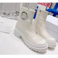 Perfect Dior Symbol Ankle Boots in White Supple Calfskin 072018