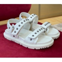 Shop Cheap Dior DiorAct Flat Strap Sandals in Lambskin and Studs White 072019