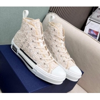 Grade Quality Dior Walk'n'Dior High-top Sneakers in Cord Mesh Light Beige 072023