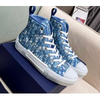 Best Price Dior Walk'n'Dior High-top Sneakers in Oblique Print Fabric Blue 072024