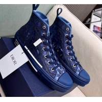 Unique Style Dior Walk'n'Dior High-top Sneakers in Oblique Cut-out Fabric Blue 072025