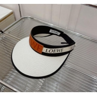 Discount Fashion Loewe Straw and Visor Hat with Logo Band LH2442 White 2022