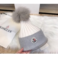 Hot Sell Fashion Moncler Wool Knit Hat 110537 White/Grey 2021