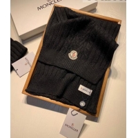 New Fashion Moncler Knit Hat and Scarf Set 0923 Black 2022