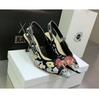 Stylish Dior J'Adior Slingback Pumps 6.5cm with Toile de Jouy Pop and Pearls 080966