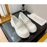 Shop Duplicate Dior Code Loafers in White Brushed Calfskin 080968