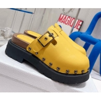 Luxurious Dior Diorquake Clog Mules in Yellow Calfskin 082538