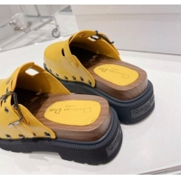 Luxurious Dior Diorquake Clog Mules in Yellow Calfskin 082538