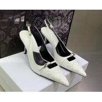 Leisure Dior J'adior Slingback Medium Heel Pumps 7.5cm in Patent Leather White 082546