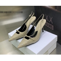 Durable Dior J'adior Slingback Medium Heel Pumps 7.5cm in Patent Leather Beige 082548