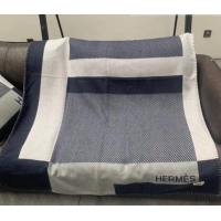 Promotional Hermes H Riviera Wool Cashmere Blanket 140x200cm 0923 Marine Blue 2022