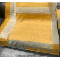 Good Taste Hermes H Riviera Wool Cashmere Blanket 140x200cm 0923 Yellow 2022