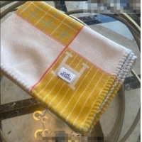 New Style Hermes Avalon Passe Wool Cashmere Baby Blanket 140x100cm H2318 Yellow 2022