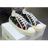 Best Grade Dior Walk'n'Dior Sneakers Black Multicolor Embroidered Cotton with Pixel Zodiac Motif 082551