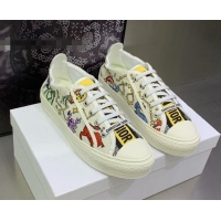 Sumptuous Dior Walk'n'Dior Sneakers White Multicolor Embroidered Cotton with Pixel Zodiac Motif 082552